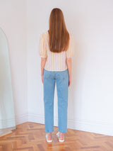STRIPE RUFFLE COLLAR BLOUSE_YELLOW (6580071563382)