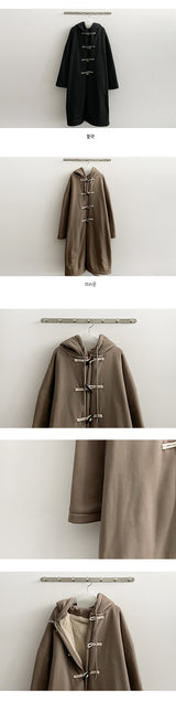 [Fleece lining] Cado Boxy Long Tteokbokki Hooded Bomber Jacket Coat