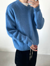 ブルーモヘアVネックニット