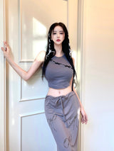リボンマキシロングスカート/878. Ribbon maxy long sk (2color)