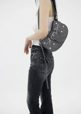 デニムスタッズショルダーバッグ/Denim Studded Shoulder Mini Bag (2color)