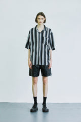 アイロ グランジ ストライプ ジャージ シャツ / airo grunge stripe jersey shirt black