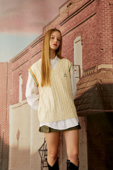 ケーブルニットベスト / 25P CABLE KNIT VEST_CREAM