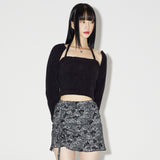 Ribbon Terry Bolero Set [BLACK] (6638364721270)