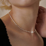 [925 Silver] プチキューブパールネックレス