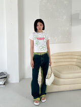 ネオンラインデニムパンツ/neon line denim pants