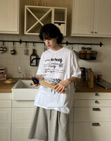 フローリングレタリング半袖Tシャツ (2 color)