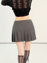 1021. Wool Double ribbon pleats mini sk (2color)