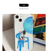 Blue cat zzang Phone Case 