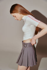 Lace Tape Half Zip-Up Ivory