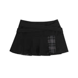 ベルトチェックプリーツスカート / BELTED CHECK PLEATS SKIRT #BLACK
