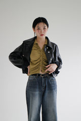 レザートラッカージャケット / Leather Trucker Jacket (2color)
