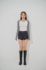 チェッカーボードクロップTシャツ/checkerboard crop tee(9183)