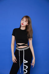 XストリングクロップドTシャツ / TOP(4653) X-string cropped tee
