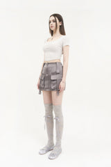 クロップドロゴTシャツ / [Seow] Croped logo T-shirts, gray