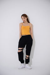 アンバランスシャーリングクロップスリーブレス/TOP(9397) Unbalance Shirring Crop Sleeveless