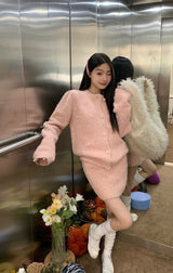ベイビーピンクパールニットツーピース/Baby pink pearl knit two-piece
