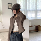 Rilch Zipper Biker Suede Cropped Jacket