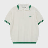 Line collar half sleeve knit