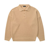カラーボタンオーバーニット/Collar button over knit_3color