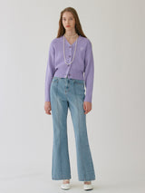 (CD-22137)BASIC BUTTON CARDIGAN LAVENDER (6672299327606)