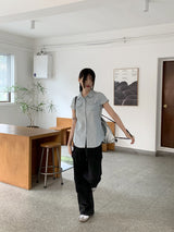 キーフY2Kピンタックポケットストッパーロングワイドカーゴパンツ/ kef Y2K pintuck pocket stopper long wide cargo pants