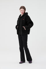 チェリーフリースフーディー付きジャンパー / CHERRY FLEECE HOODIE JUMPER [BLACK]
