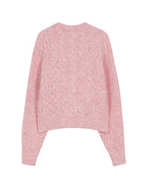 ラウンドネックフィッシャーマンクロップカーディガン PINK