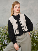 レースリンクルパフブラウス / Lace Wrinkle Puff Blouse (2colors)