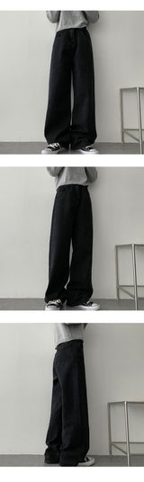 ボアウォッシングブラックブルーデニムパンツ / Boer Washing Black Blue Denim Pants