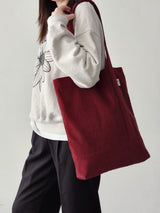 Corduroy simple line bag - autumn red