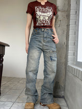 y2kヴィンテージデニムジッパーハイウエストパンツ / y2k vintage denim zipper high-waist pants