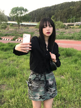 Military cargo mini skirt