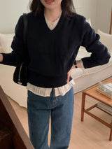クリームラテピンタックレースブラウス