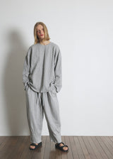 DOTTED-STRIPE BALLOON SWEAT PANTS (Gray) / ドットストライプバルーンスウェットパンツ