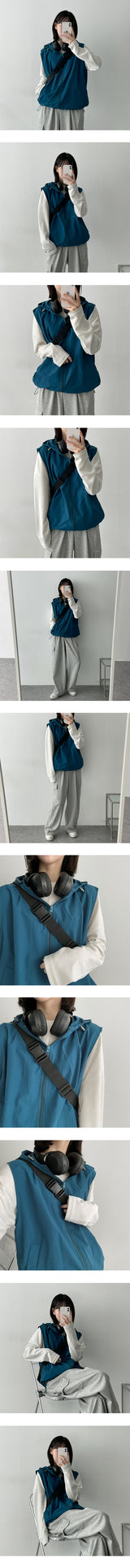 ドニーストリングフードベスト / dony string hooded vest