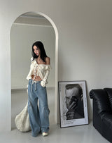 Strap Cargo Wide Jeans