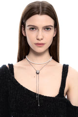 NO.478 [BLACK] サークルコードロックパールネックレス