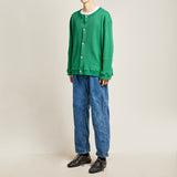 ラウンドネックワッフルカーディガン/DAMP ROUND-NECK WAFFLE CARDIGAN_GREEN