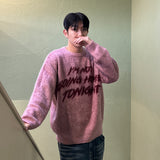 BRUSH LETTERING MOHAIR OVERFIT KNIT