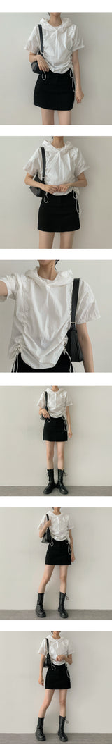 Tibshirring nylon string short-sleeved hood