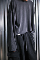VINTAGE P. DYEING CUT-OUT CROP-TEE (Charcoal) / ビンテージダイングアウトクロップT