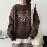 Good Heart Day Embroidered Round Knitwear