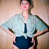 [Hawaiian Crop Shirt] Reef Check - Beige (6626229715062)