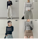 チャビーカラースパンデックス長袖Tシャツ