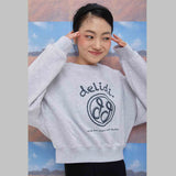 Cheerful logo short sweat shirt (light gray) (6684429353078)