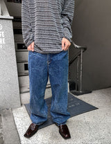 クラックウォッシングデニムパンツ/No.9625 crack wasing wide denim PT
