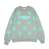 Green flower pattern Sweat-shirt [Melange grey] (6535252607094)
