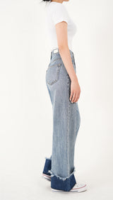 ワイドフィットロールアップデニムパンツ/WIDE FIT LIGHT BLUE ROLL UP DENIM PANTS [16635]
