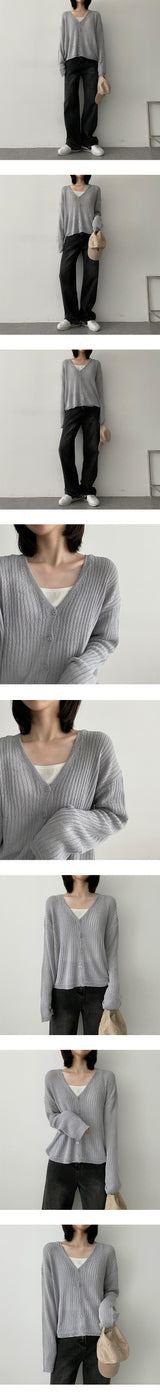 ペッパーリネンリブドニットカーディガン / Pepper Linen Ribbed Knit Cardigan